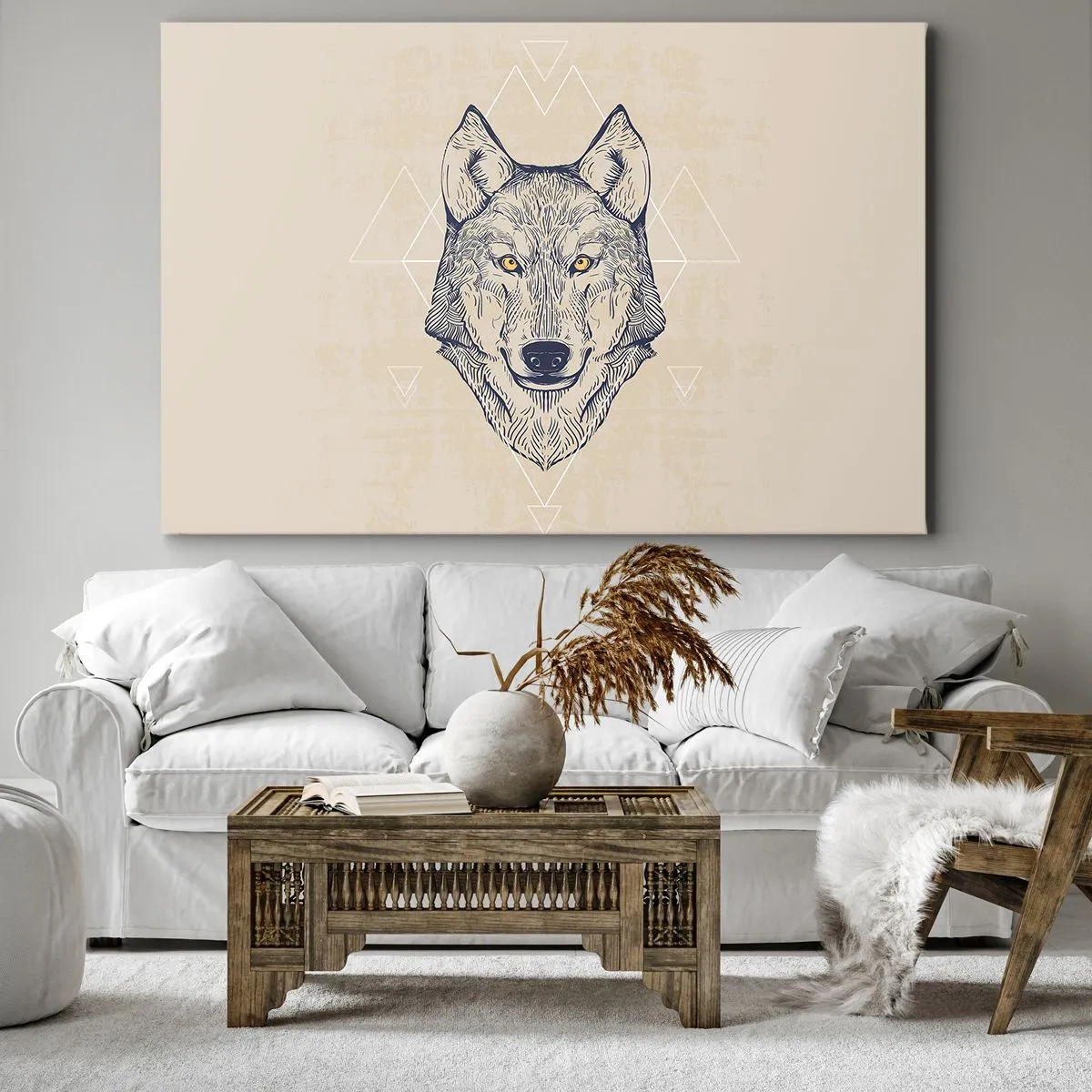 Schilderen op canvas - Een alfa met een indringende blik - 120x80 cm