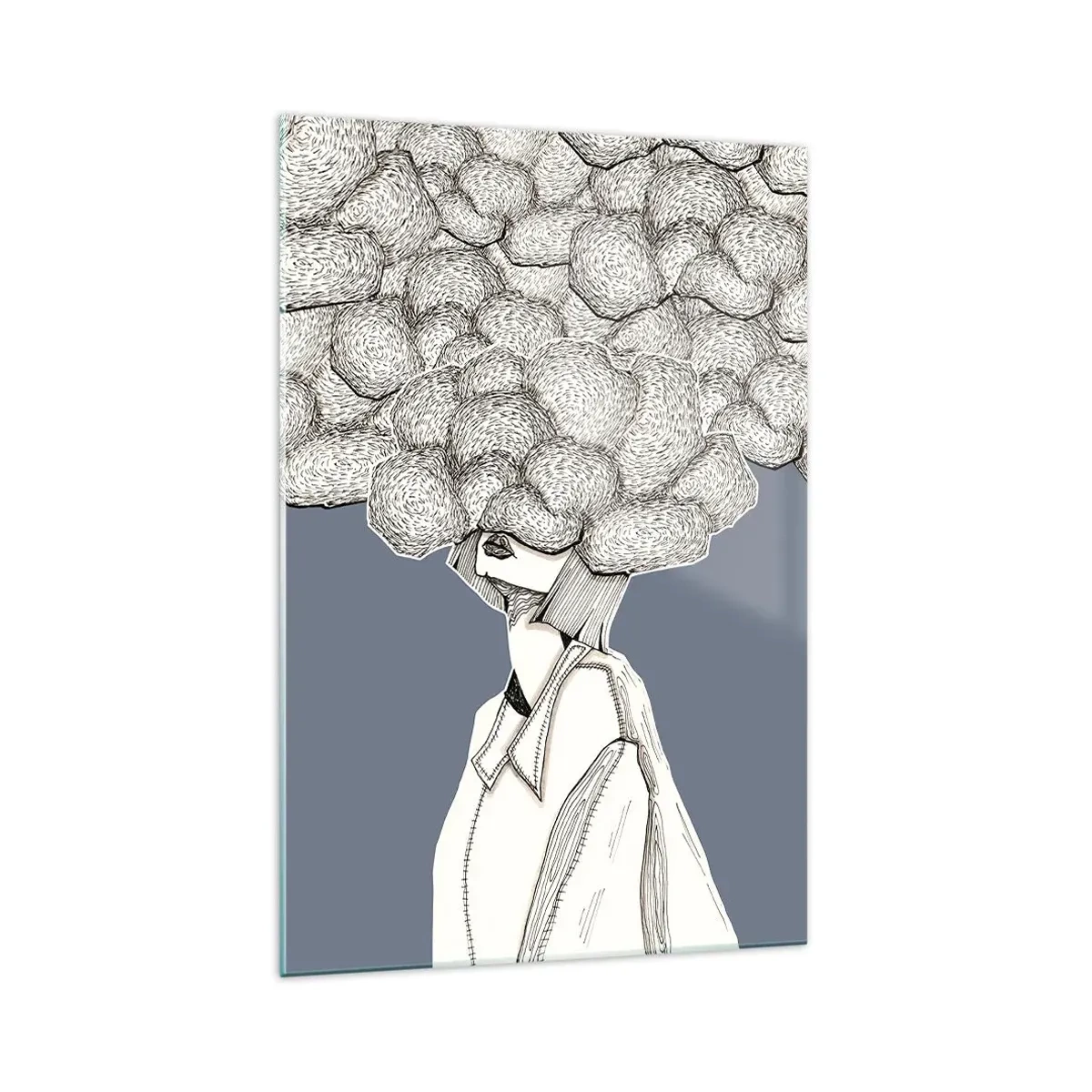 Schilderen op glas - Met hoofd in de wolken - 70x100 cm