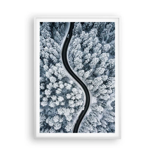 Poster in een witte lijst - Door het winterbos - 70x100 cm