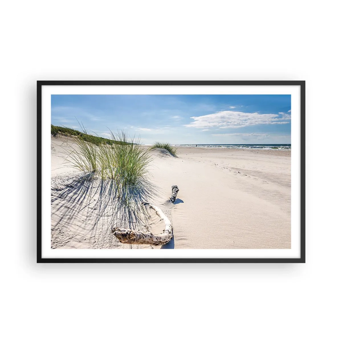 Poster in een zwarte lijst - De mooiste zandstrand? Oostzee-strand - 91x61 cm
