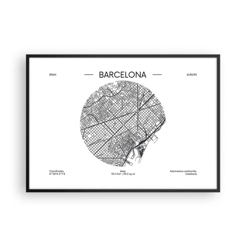 Poster in een zwarte lijst - Anatomie van Barcelona - 100x70 cm