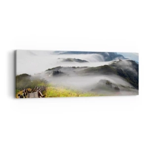 Schilderen op canvas - Geweven van schittering en mist - 90x30 cm