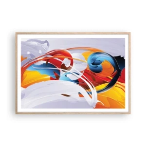 Een poster in een licht eiken lijst - De dans van de elementen - 100x70 cm