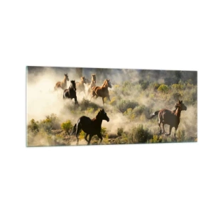 Schilderen op glas - Rivaliteit - vrijheid of mannelijke kracht? - 100x40 cm