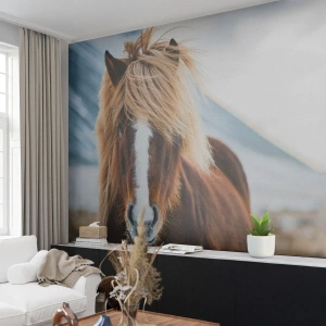 Fotobehang Premium Sand - Voel jij je vrij? - Paard, Natuur, Dieren - 100x70 cm
