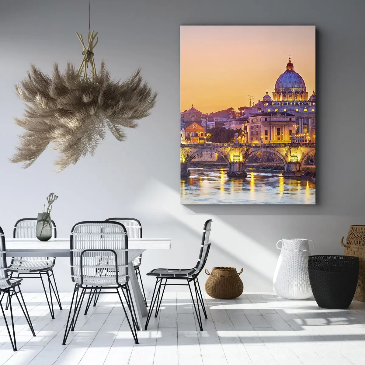 Schilderen op canvas - Zonsondergang boven de Eeuwige Stad - 50x70 cm