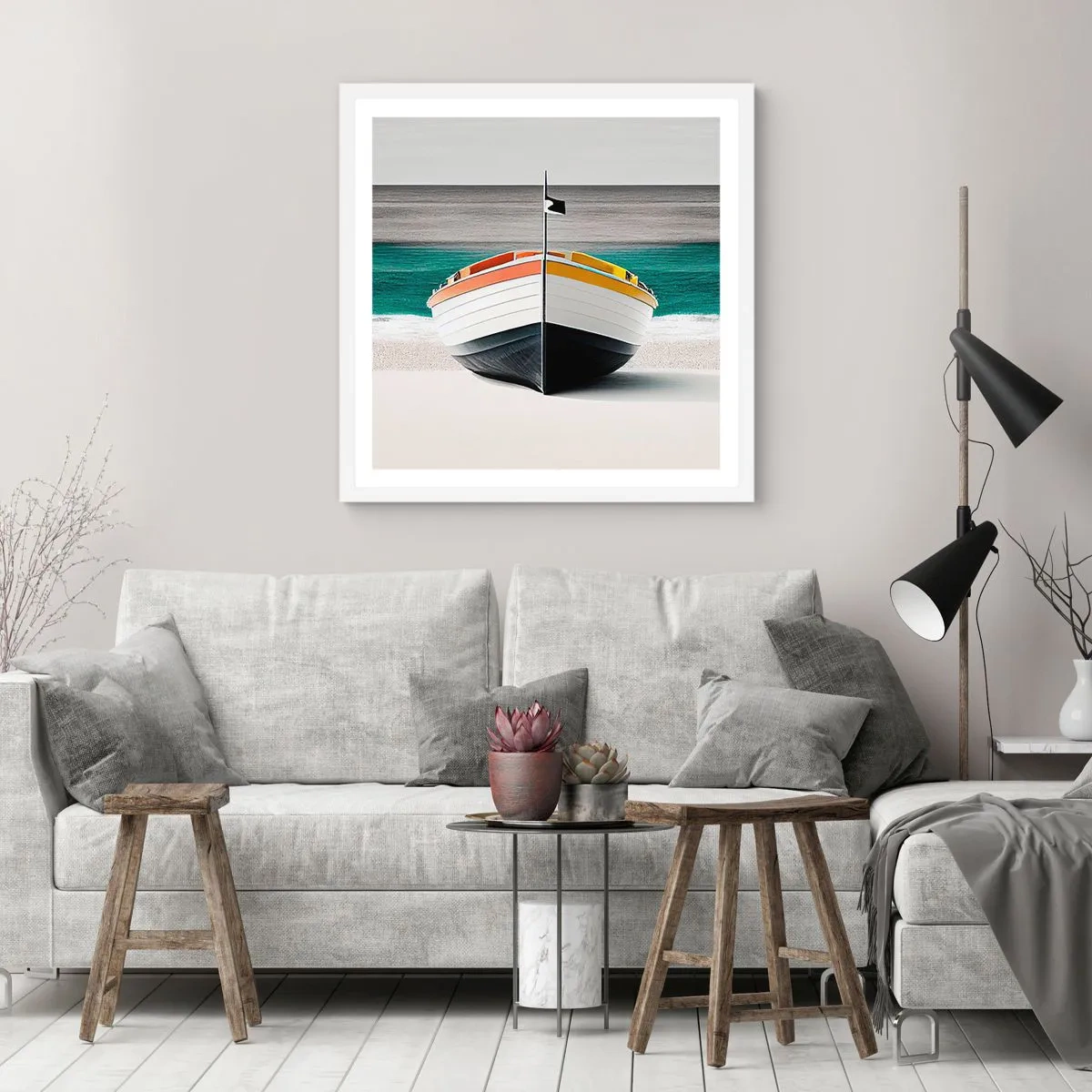 Poster in een witte lijst - Op zijn plaats - 60x60 cm
