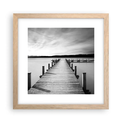 Een poster in een licht eiken lijst - Bij de waterput - vrede - 30x30 cm