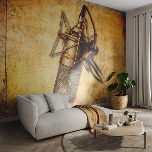 Zelfklevend Fotobehang Deluxe Sticker - De gouden jaren van radio - Microfoon, Muziek, Retro - 200x140 cm