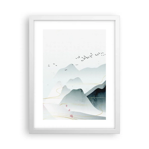 Poster in een witte lijst - Over de toppen - 30x40 cm