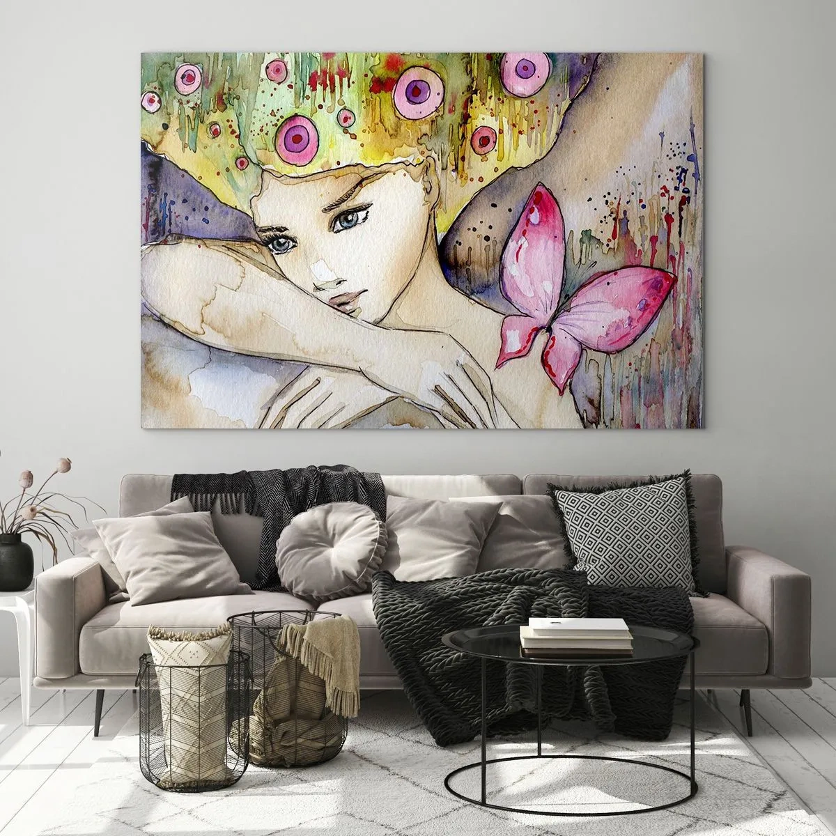 Schilderen op glas - Vlinderprinses - 120x80 cm