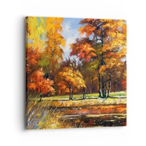 Schilderen op canvas - Landschap in goud en brons - 30x30 cm
