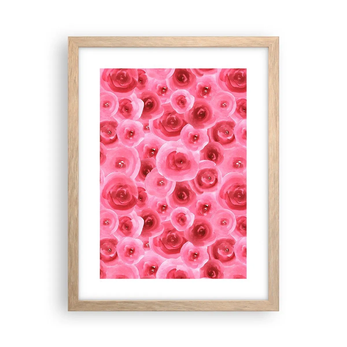 Een poster in een licht eiken lijst - Rozen onder en boven - 30x40 cm