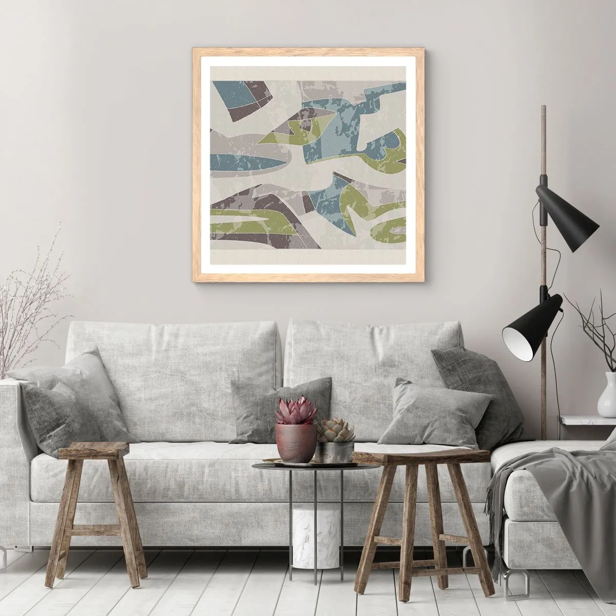 Een poster in een licht eiken lijst - Compositie achter het glas - 30x30 cm