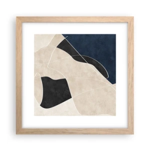 Een poster in een licht eiken lijst - Abstracte compositie – kleurcontrast - 30x30 cm