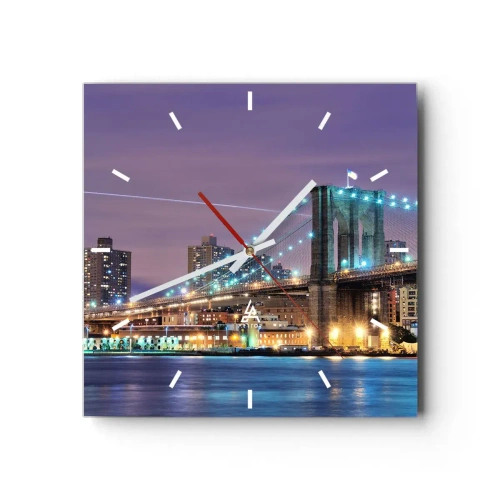 Wandklok - Klok - Al vele jaren de Brooklyn Bridge - 30x30 cm