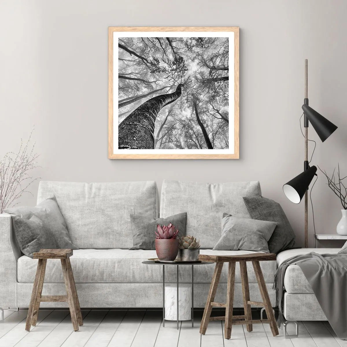 Een poster in een licht eiken lijst - Race naar het licht - 50x50 cm