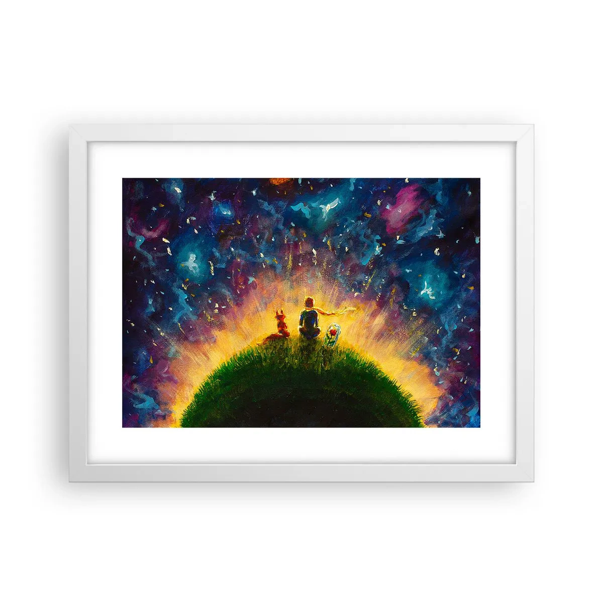 Poster in een witte lijst - Liefde en vriendschap - de hele wereld - 40x30 cm