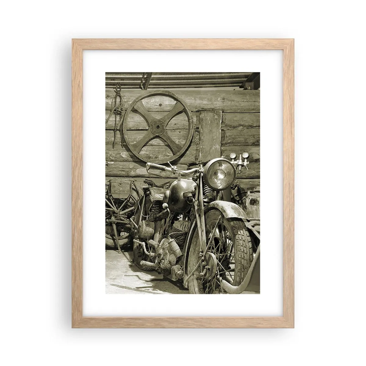 Een poster in een licht eiken lijst - In de schuur van oom Władek - 30x40 cm