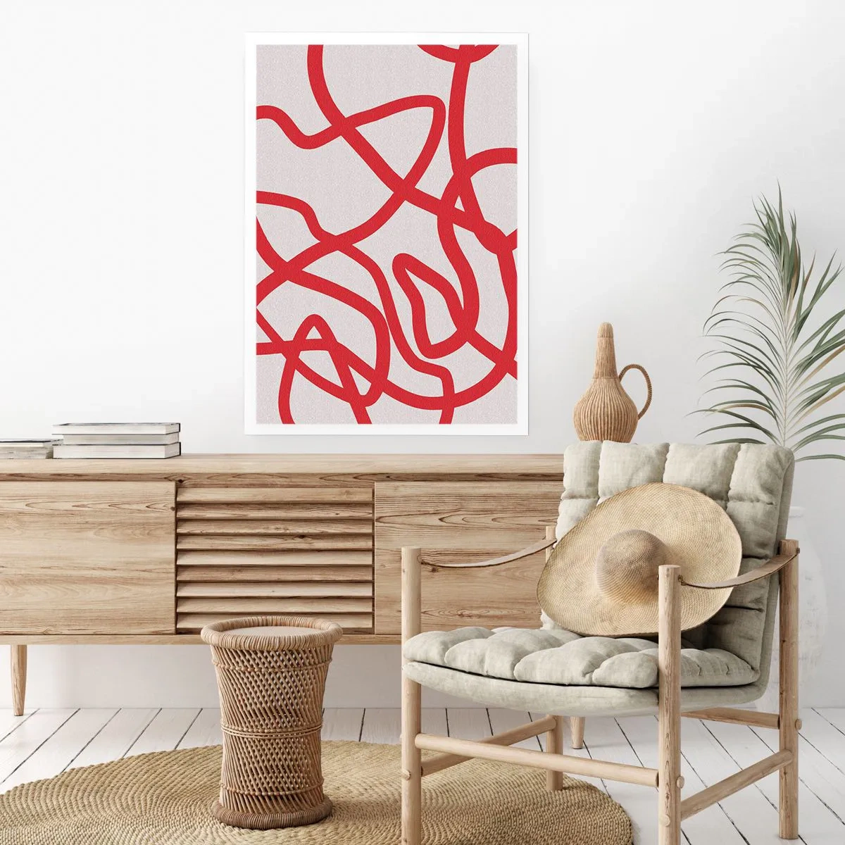 Poster - Rood op wit - 61x91 cm