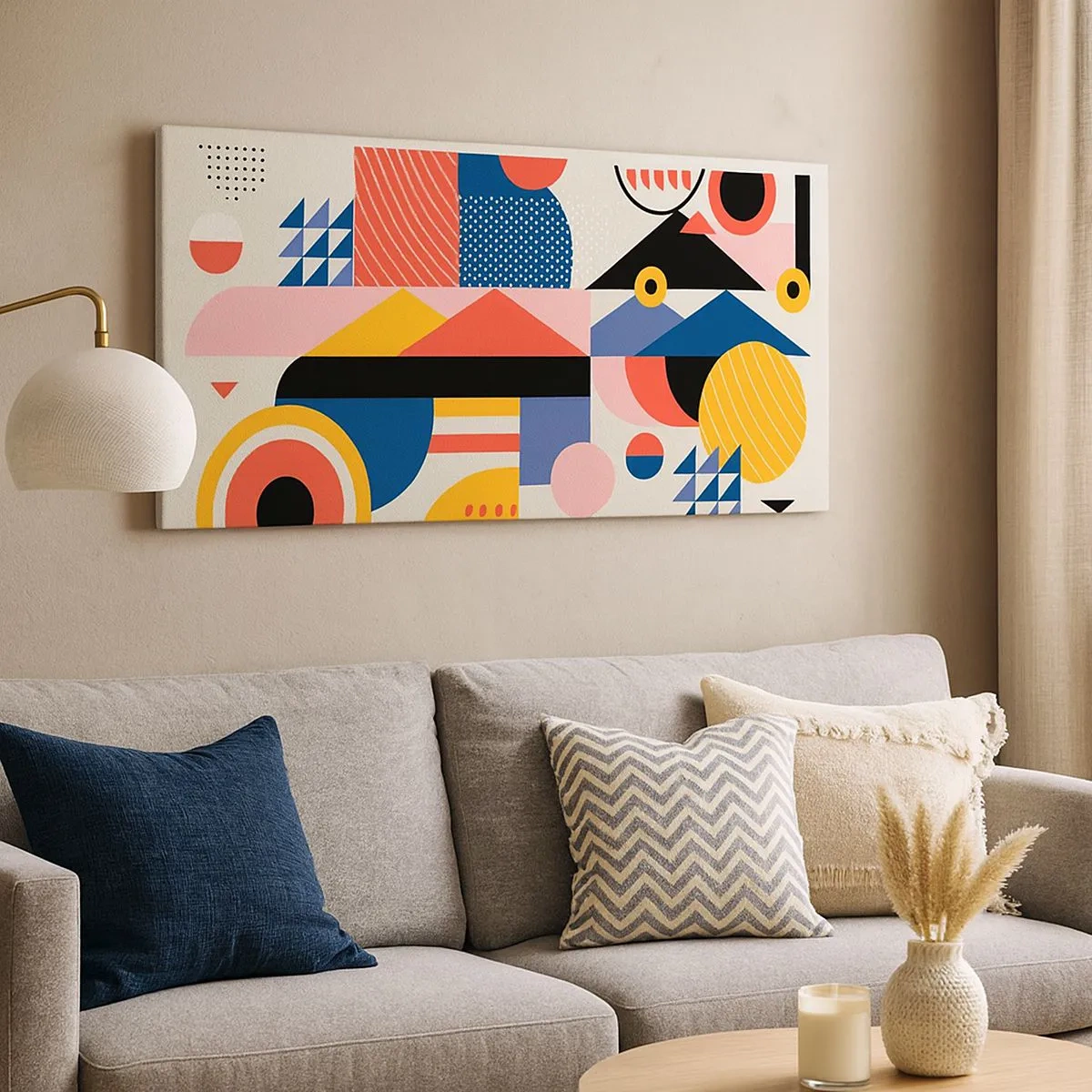 Schilderen op canvas - Compositie: speel rond - 100x40 cm