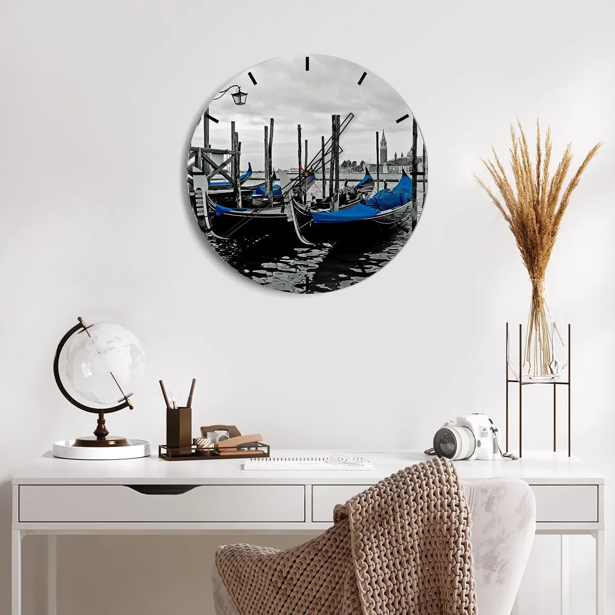 Wandklok - Klok - Peinzend Venetië - 30x30 cm