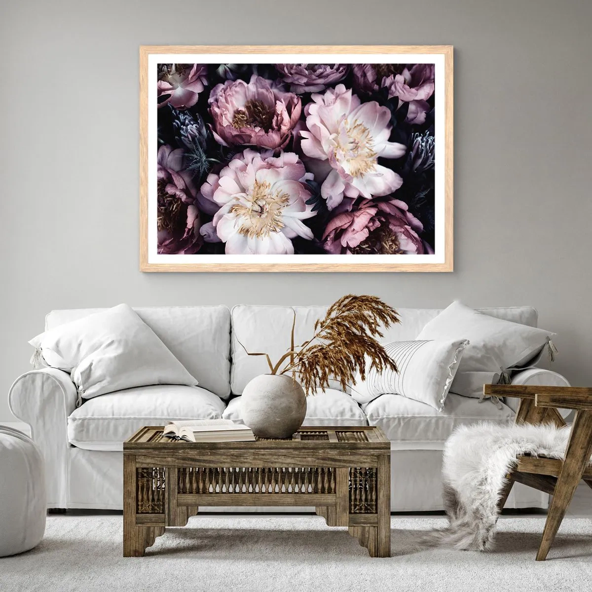 Een poster in een licht eiken lijst - Boeket ouderwets - 91x61 cm