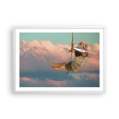 Poster in een witte lijst - Plezier in de wolken - 70x50 cm
