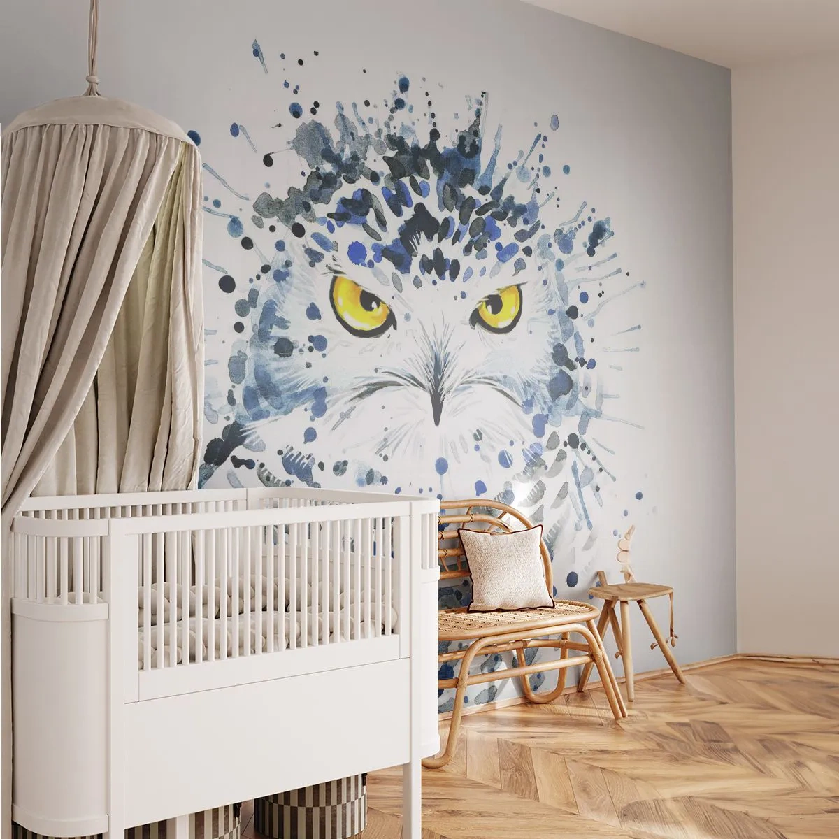Zelfklevend Fotobehang Deluxe Sticker - Recht in de ogen - Vogel, Uil, Dieren - 250x175 cm
