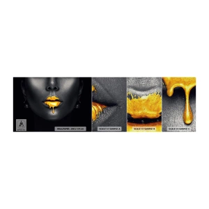 Fotobehang Monster Premium Canvas - Goldmouth - Abstractie, Vrouw mond, Het gezicht van de vrouw - 100x30 cm