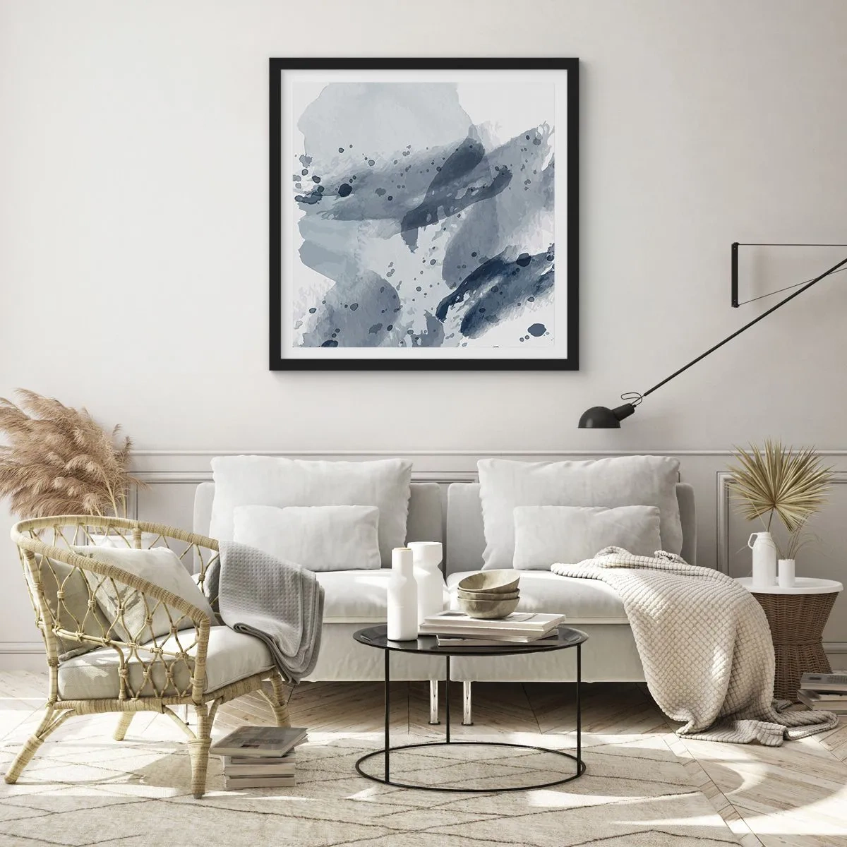 Poster in een zwarte lijst - Een onderzoek naar de aard van water - 60x60 cm