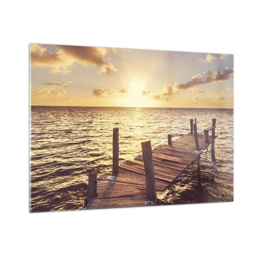 Schilderen op glas - Het gouden land van zachtheid - 100x70 cm