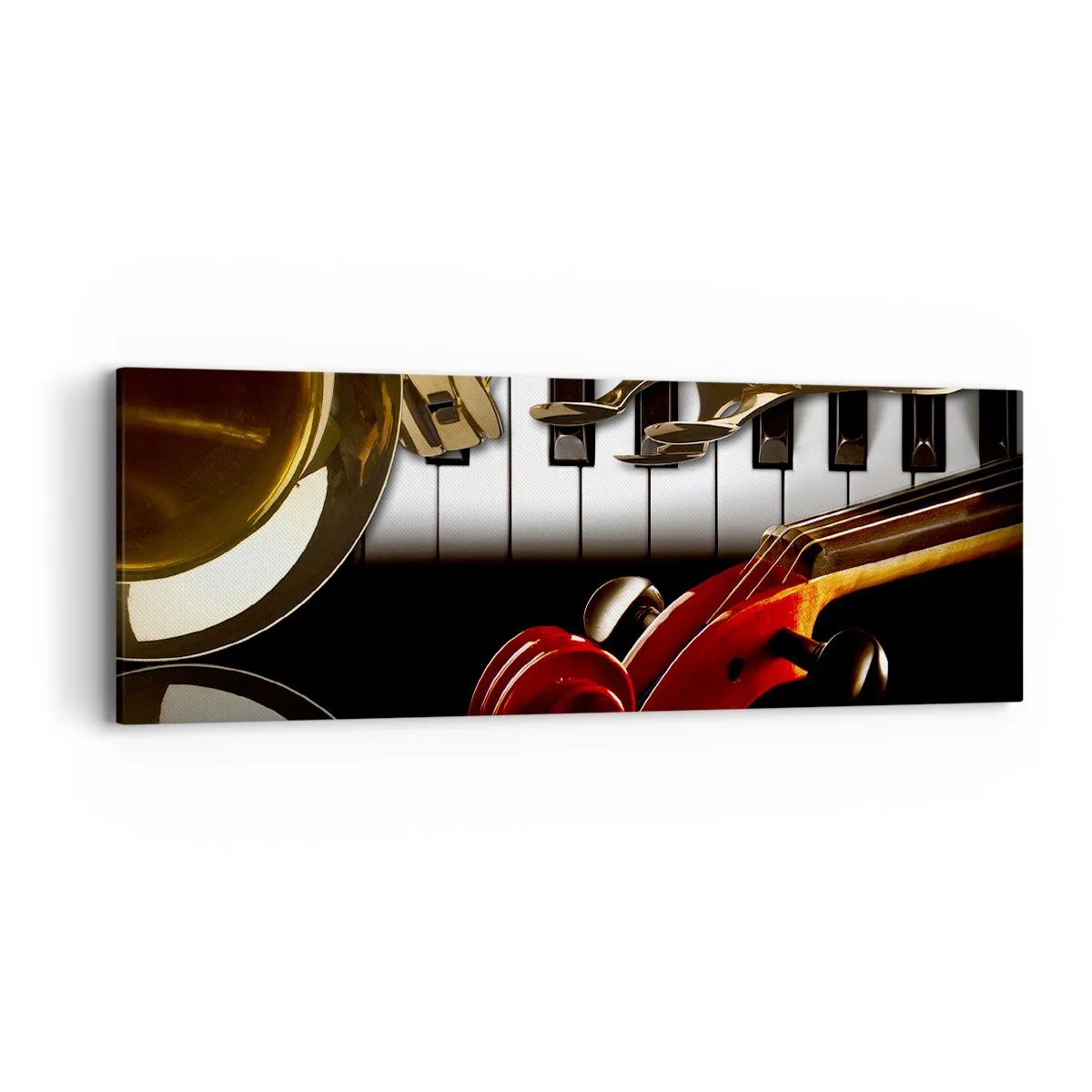 Schilderen op canvas - Plaatwerk, hout en ivoor - 90x30 cm