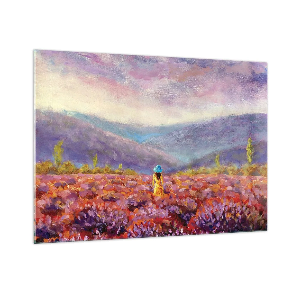 Schilderen op glas - In een lavendelwereld - 100x70 cm