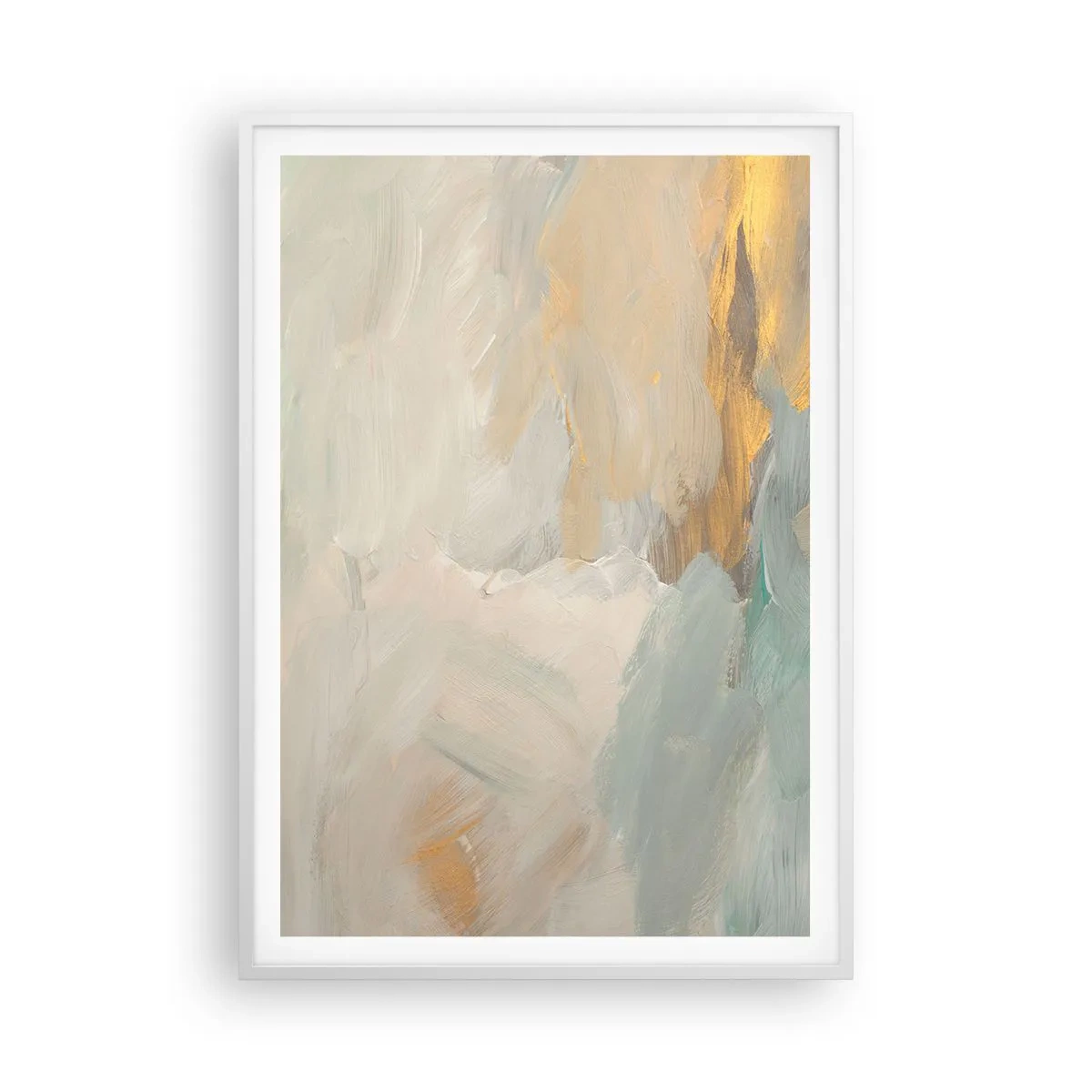Poster in een witte lijst - Abstractie – het land van zachtheid - 70x100 cm