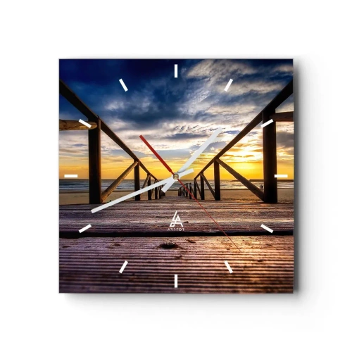 Wandklok - Klok - Rechtstreeks naar het rustige strand bij zonsondergang - 30x30 cm
