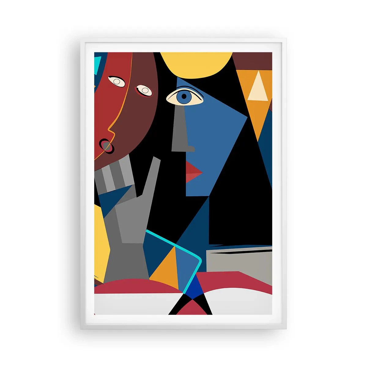 Poster in een witte lijst - Een gesprek tussen kubisten - 70x100 cm