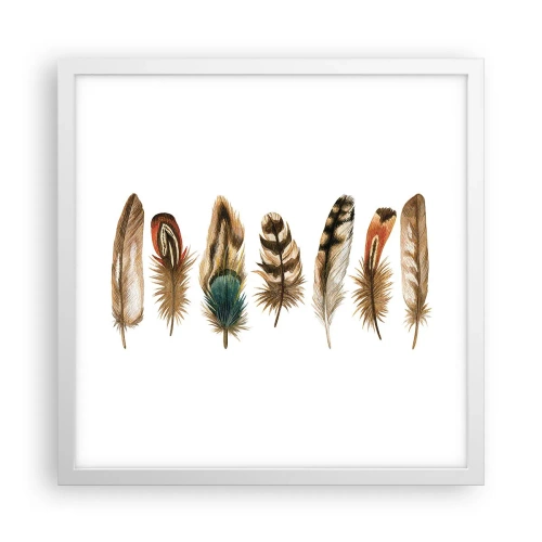 Poster in een witte lijst - Een gevederde variatie - 40x40 cm
