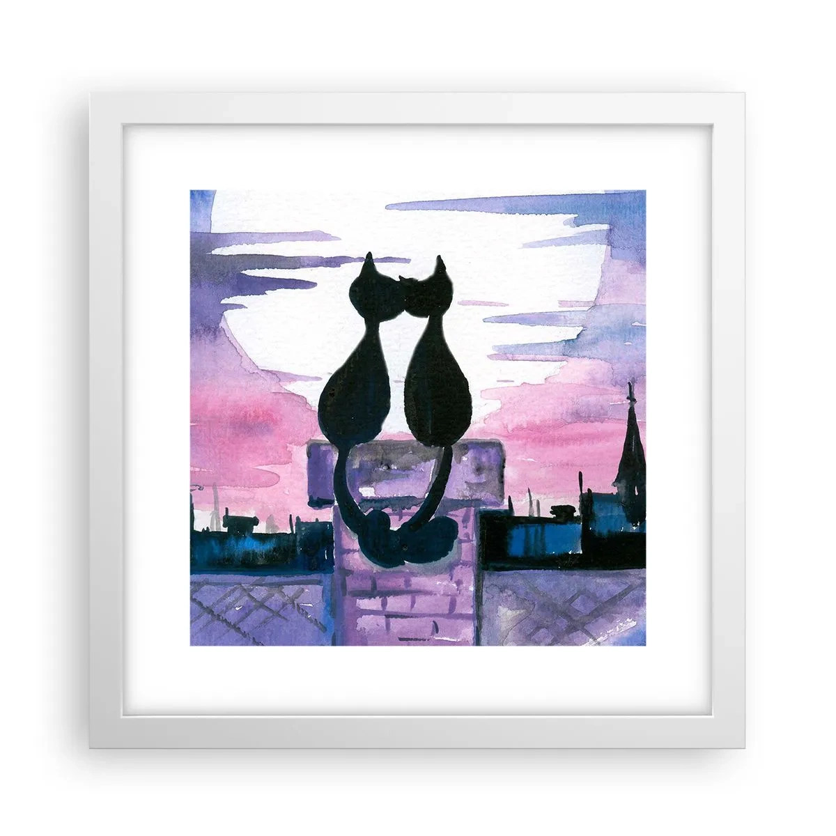 Poster in een witte lijst - Afspraak onder de maan - 30x30 cm