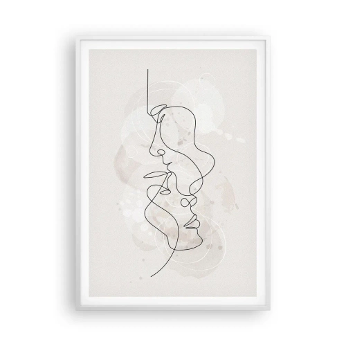 Poster in een witte lijst - Verstrikt in een omhelzing - 70x100 cm