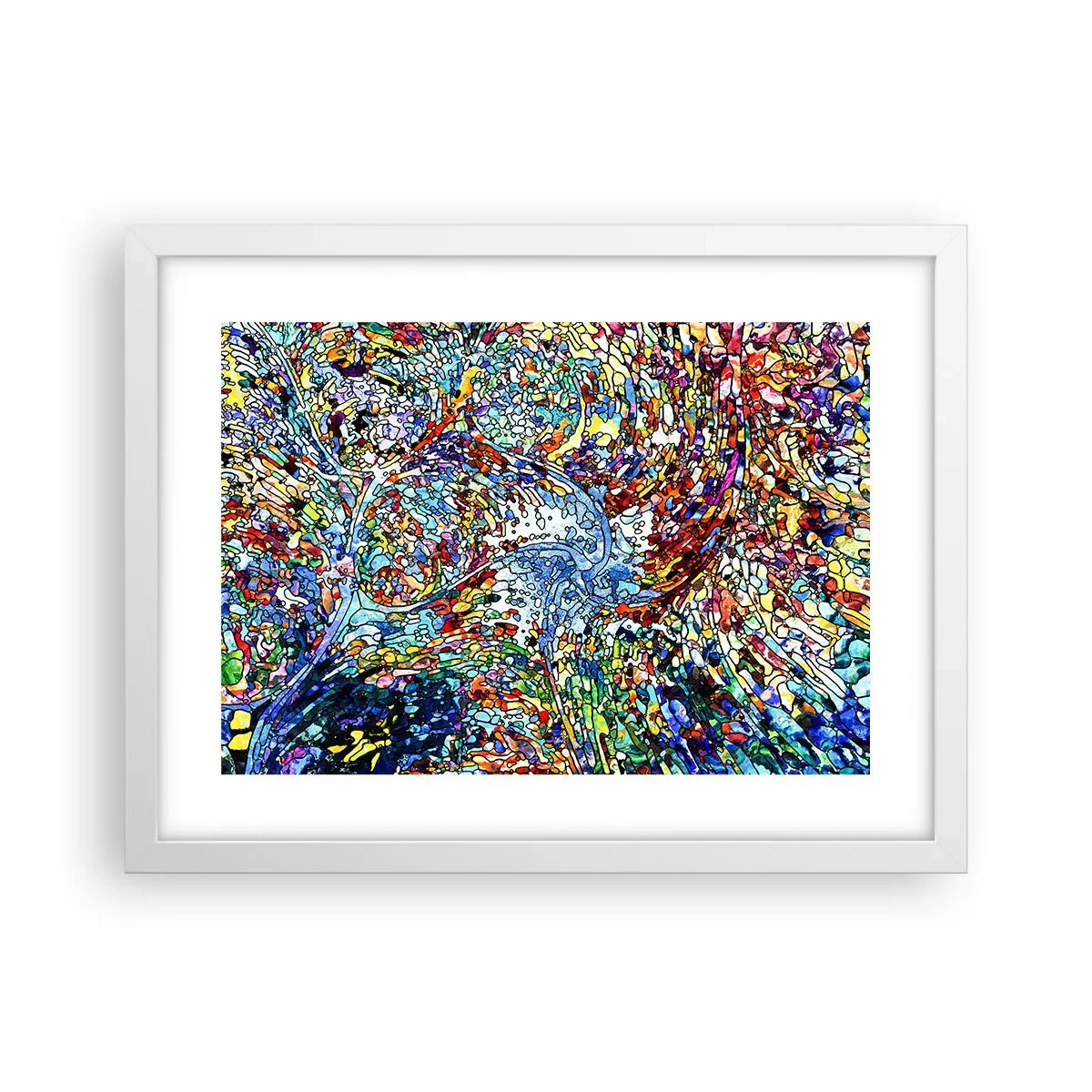 Poster in een witte lijst - Glas in lood druppel - 40x30 cm