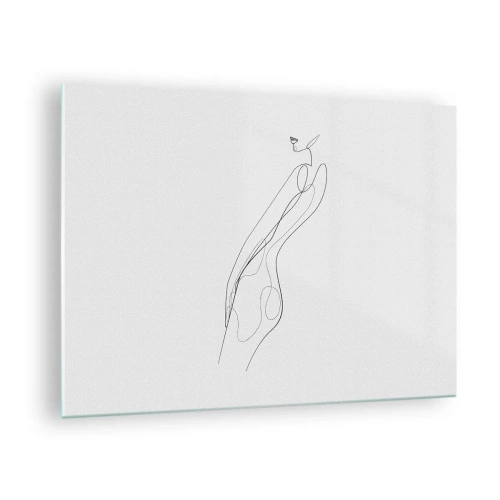 Schilderen op glas - Een minimalistische lijn die een vrouwelijk silhouet afbeeldt - 70x50cm - Gewoon een belofte - Moderne wanddecoratie voor woonkamer en slaapkamer ARTTOR