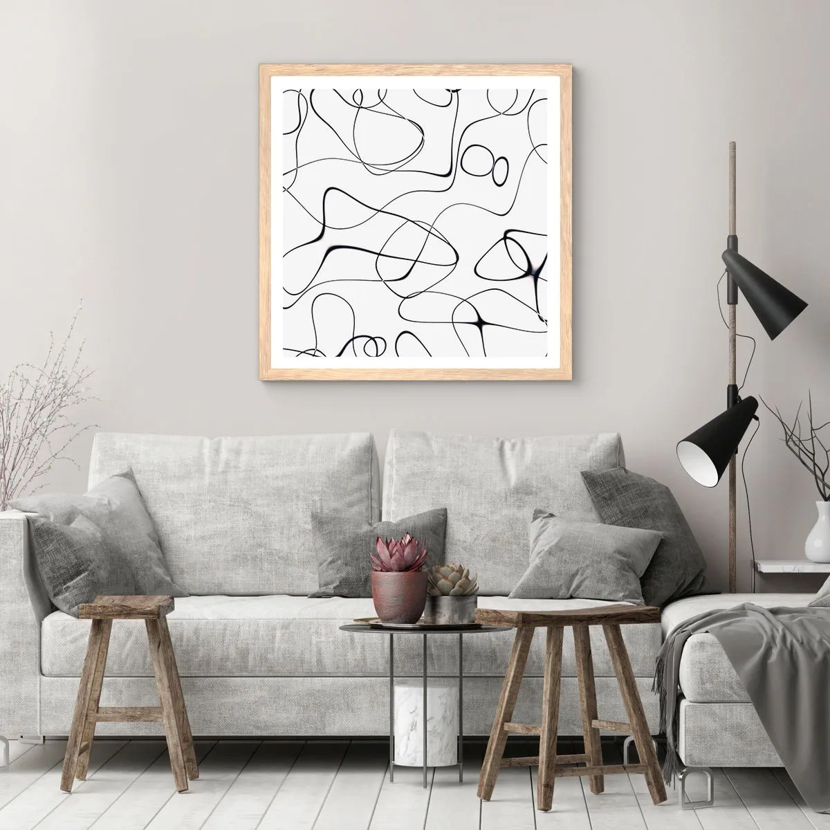 Een poster in een licht eiken lijst - Levenspaden, wisselvalligheden - 50x50 cm