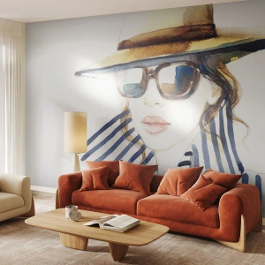 Zelfklevend Fotobehang Deluxe Sticker - Florida heet u welkom! - Het gezicht van de vrouw, Portret van een vrouw, Mode - 400x280 cm