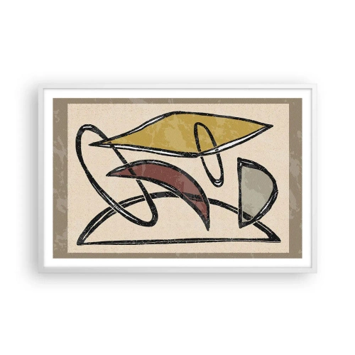 Poster in een witte lijst - Verticale en horizontale lijnen - 91x61 cm