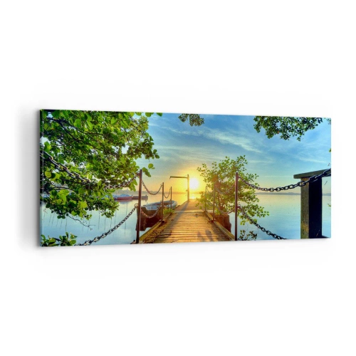 Schilderen op canvas - Zonsondergang boven het water - 100x40 cm