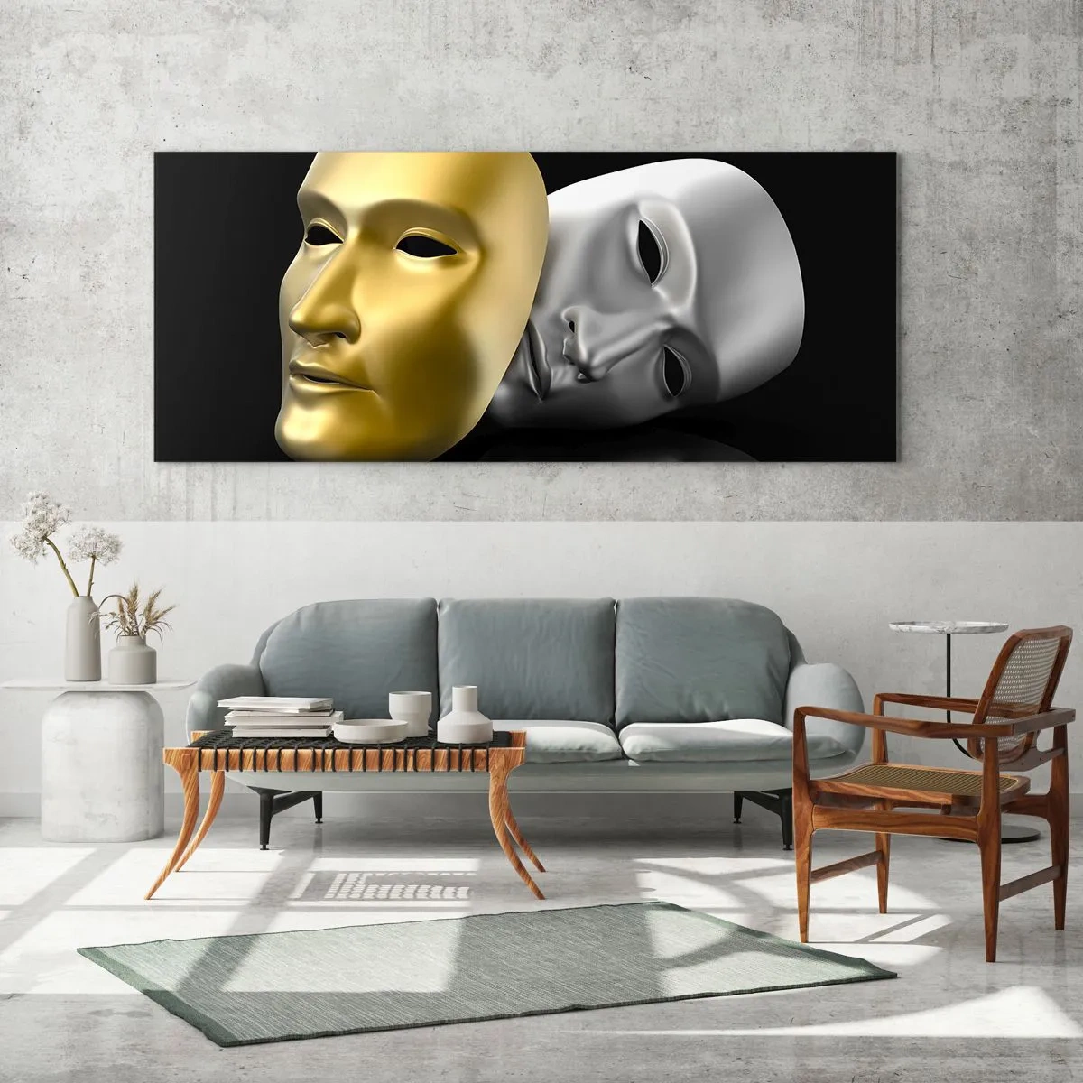 Schilderen op glas - Het leven is theater - 100x40 cm