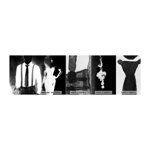 Fotobehang Monster Premium Canvas - In een noir sfeer - Abstractie, Vrouw en man, Mode - 100x30 cm