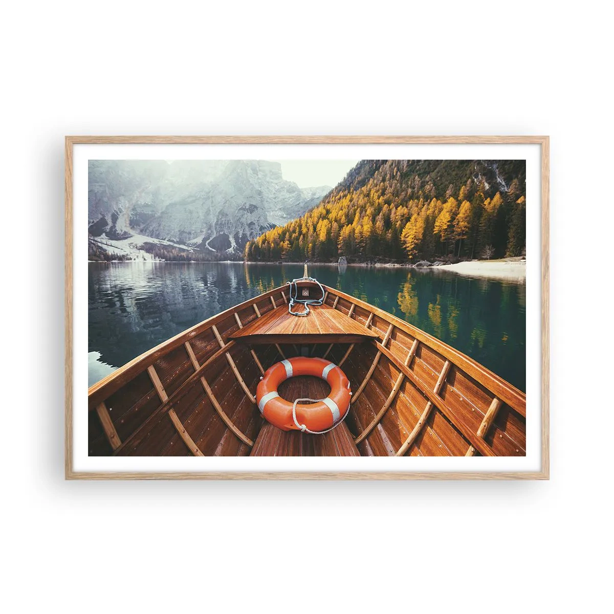 Een poster in een licht eiken lijst - Bergtocht - 100x70 cm
