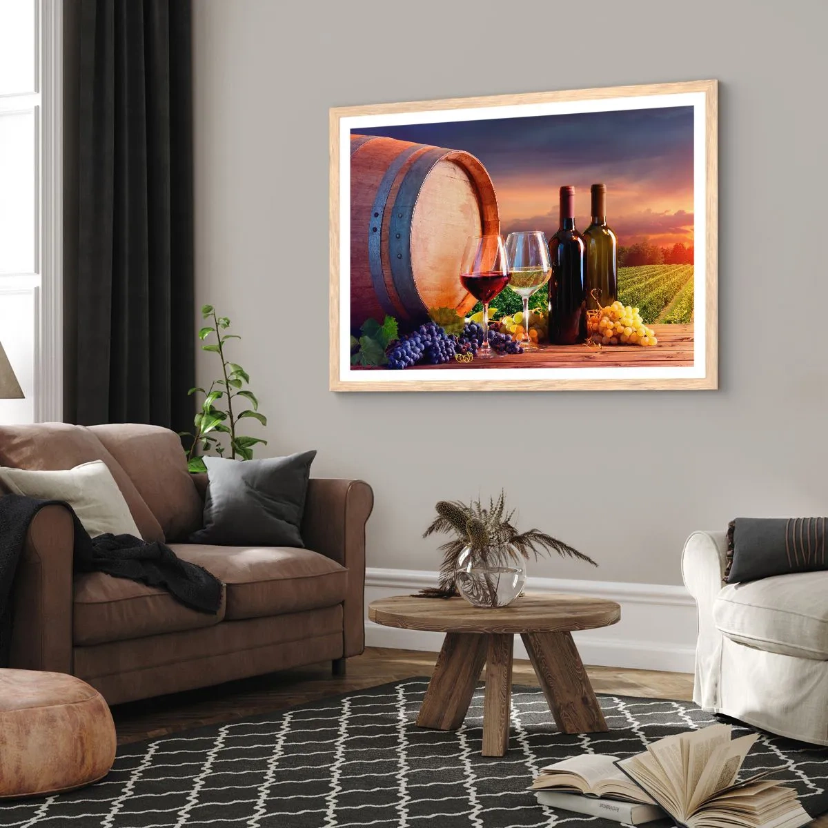 Een poster in een licht eiken lijst - Het leven smaakt hier - 50x40 cm